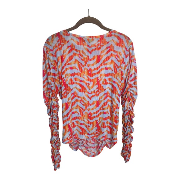 Circus NY Mesh Ruched Imogene Long Sleeve Animal Print top sz LG - Picture 8 of 12